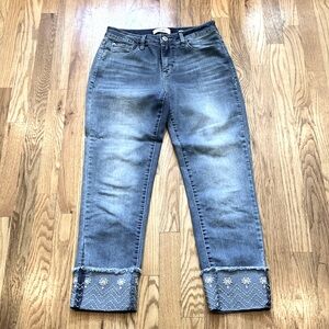 Angels Forever Young - Signature Straight Crop Embroidered Jeans - Size 8
